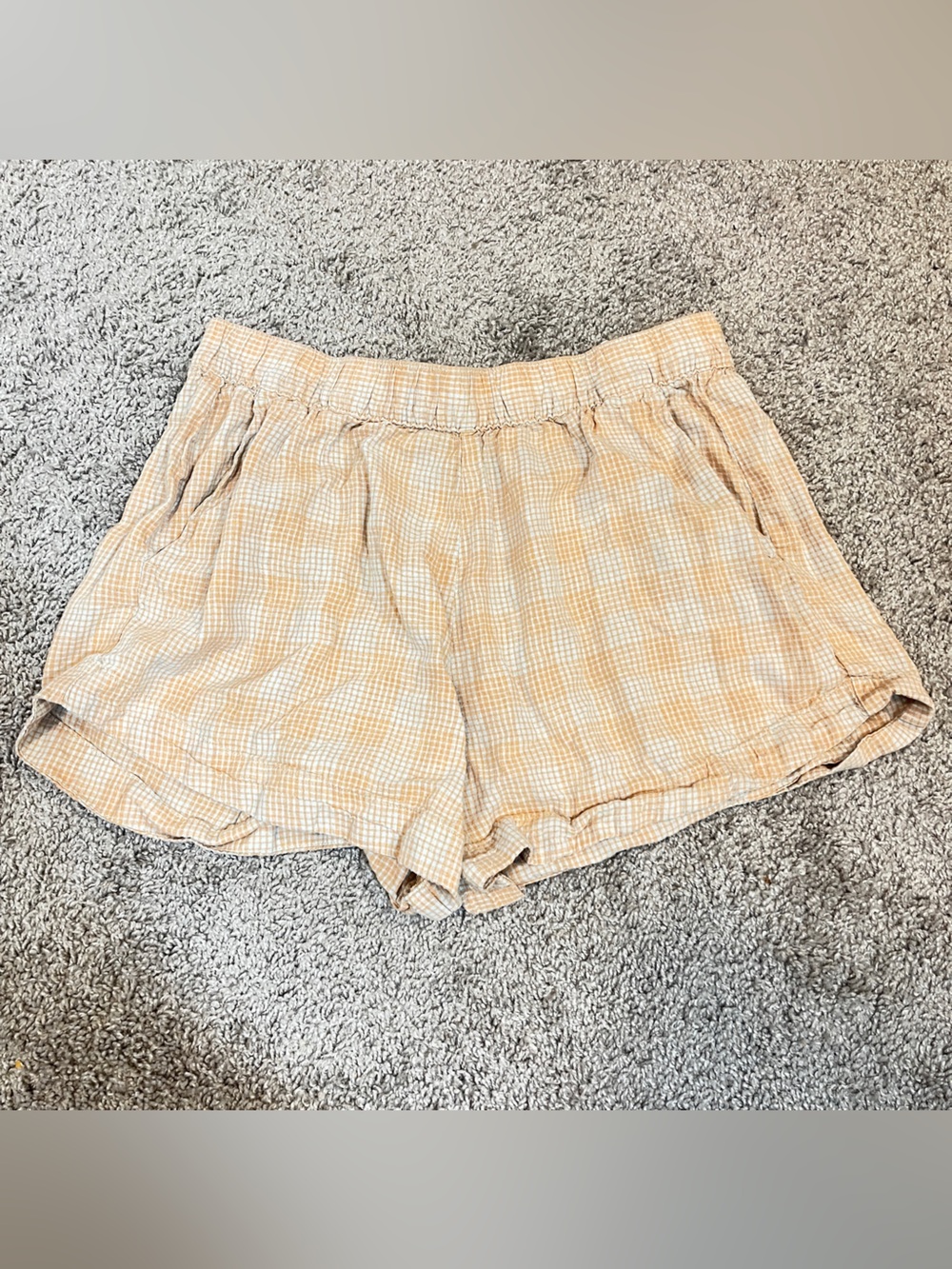 Womens Patagonia Garden Island Casual Shorts Orange Gingham Sz L